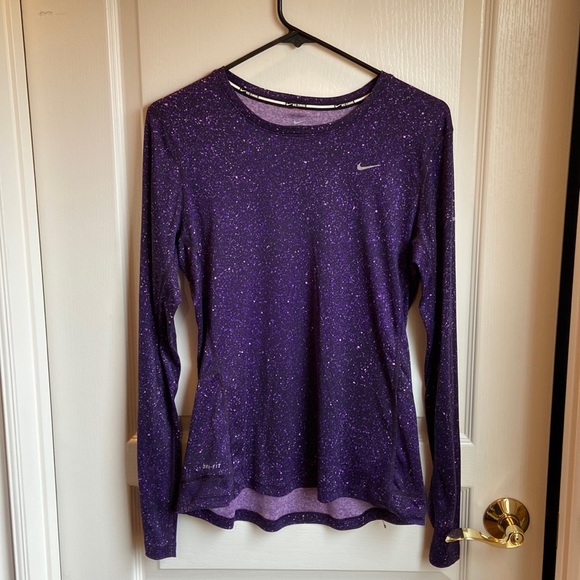 Nike Tops - Nike Women's Printed Miler Long-Sleeve
Running Top Galaxy Purple Shirt